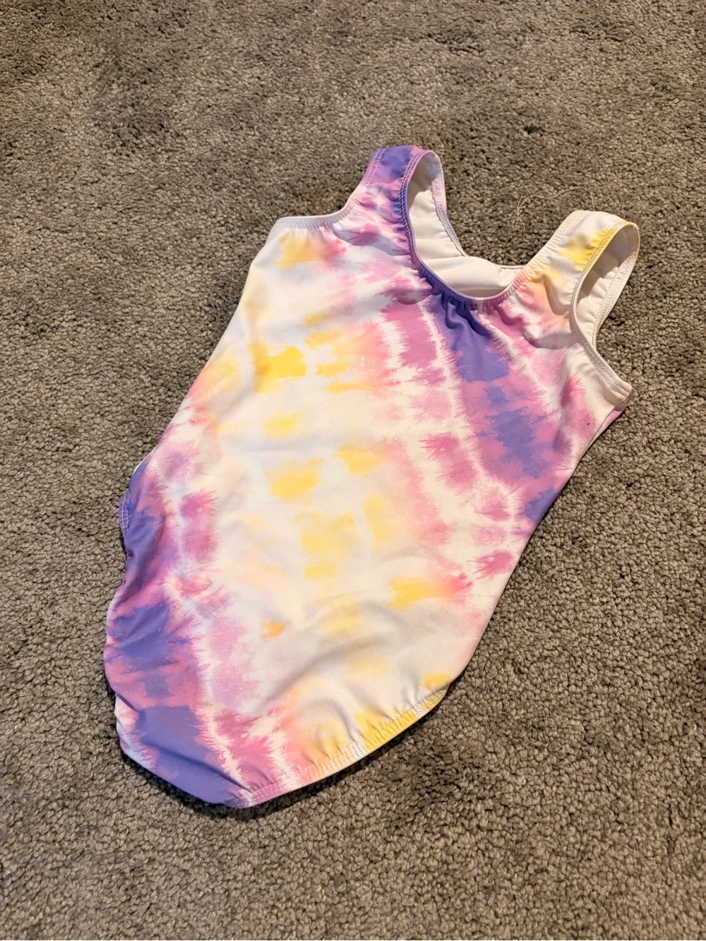 Girls Tie-Dye Gymnastics Leotard- Purple Pink Yellow